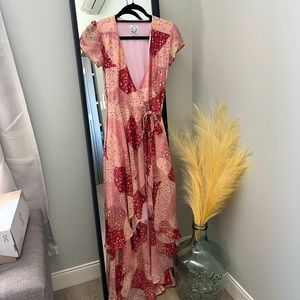 Francesca’s Pink Maxi Wrap Dress